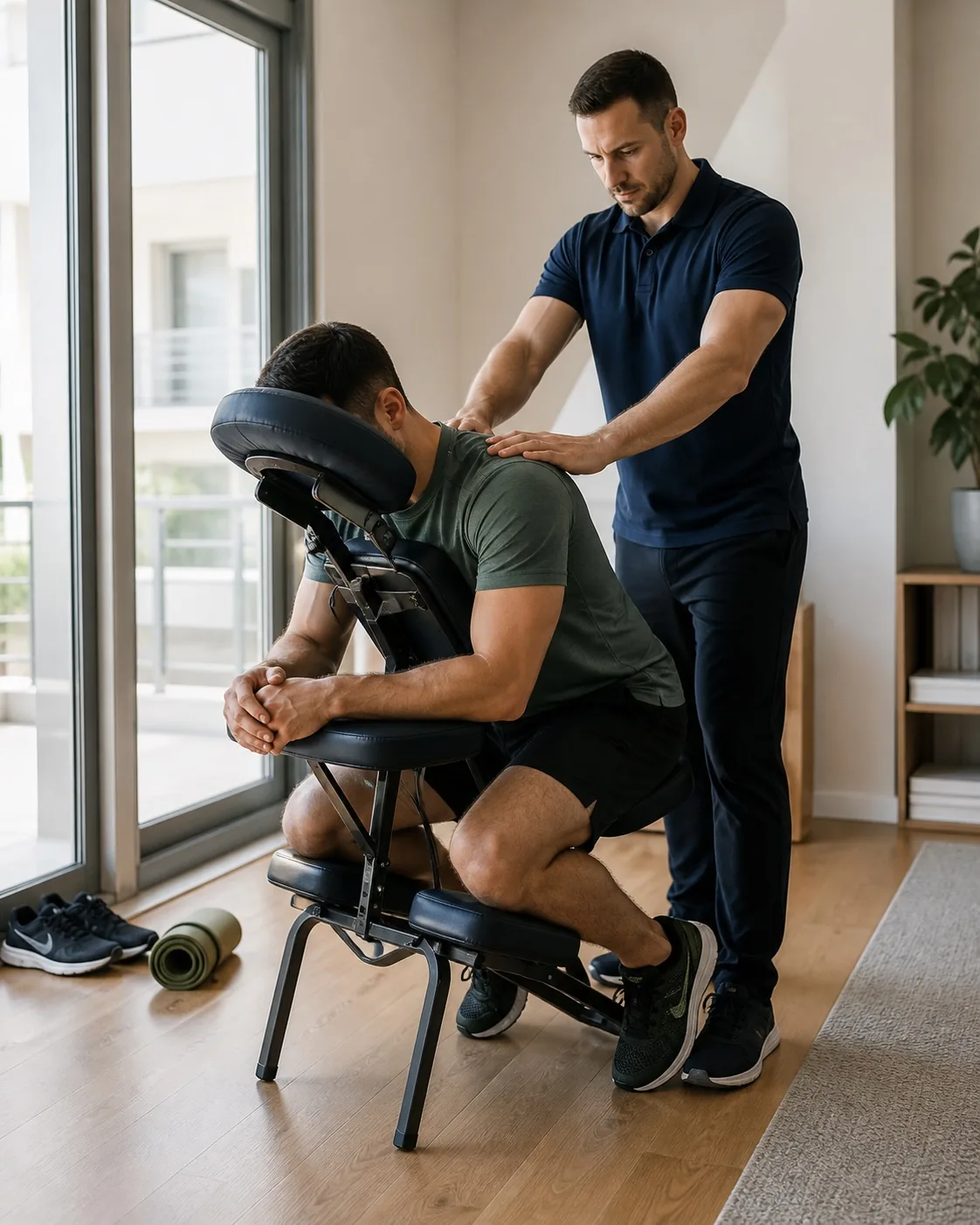Active Sports αποφόρτιση σε φορητή καρέκλα massage στον χώρο αθλούμενου